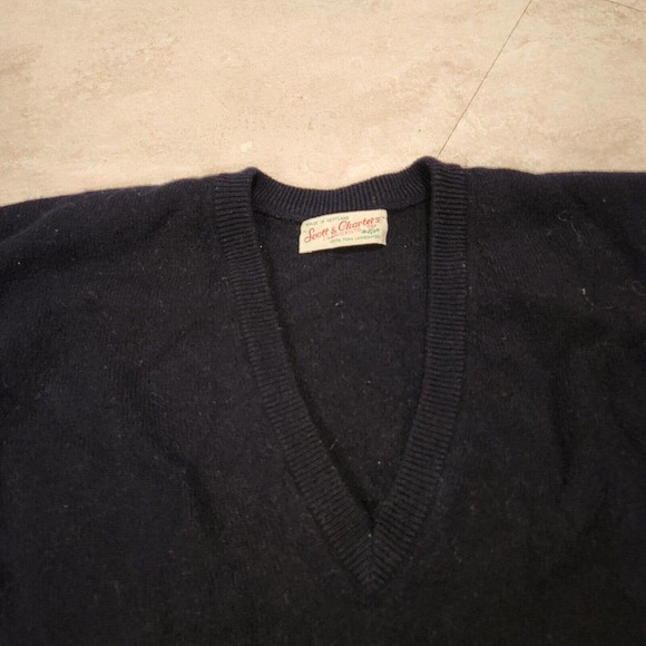 VTG Scott & Charters Hawick Mens M Or L Pure Lambswool Golf V Neck Sweater Knit - Picture 5 of 11